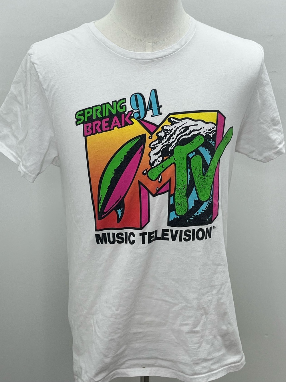 1994 MTV Spring Break White Graphic Adult Vintage T-Shirt Small - Picture 1 of 7